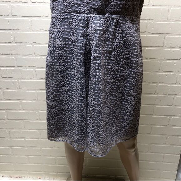 NWT Rebecca Minkoff Womens Gray Plum Lace Pleated Racerback Casual Dress 10 $598 - Picture 9 of 15